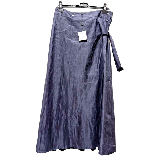 Sarah Pacini NWT Winning Blue Linen Blend Maxi Skirt - Size 3 - Picture 2 of 11